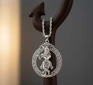 Collier chaîne à maillons en argent 925 plaqué or 24 carats avec pendentif Krishna, dieu animal, pour usage quotidien, unisexe, cadeau spirituel - Product Image 5