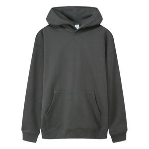 Sweat à capuche en molleton de coton lourd 530 GSM, coupe oversize, épaules tombantes, sans cordon, pull-over - Product Image 4