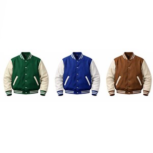 Vêtements décontractés OEM & ODM pour hommes, veste de baseball, streetwear, grande taille, veste de baseball décontractée noire élégante - Product Image 1