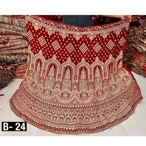 Velours moderne pour mariée Lehenga Jarkan Broderie Maroon Net Dupatta Double Can Flair pour la fête Hiver Été Conçu pour - Product Image 2