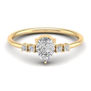 Anillo de Compromiso Solitario de Moissanita con Corte de Pera de 0.89 Quilates en Oro Sólido de 14K, Precio al por Mayor de REYES, Joyería Fina de Lujo para Mujer - Product Image 1