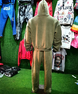 Ensemble de survêtements zippés en molleton épais 400 GSM pour homme, imprimé sérigraphié, style streetwear, hiver - Product Image 6