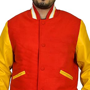 OEM Rouge Jaune Varsity Letterman Homme Vestes Corps en laine & Manches en cuir Vestes pour hommes College Bomber Manufacturer Direct Jacket - Product Image 2