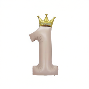 Globo Metálico con Número 1 y Corona Rosa, 57x124cm, Paquete de 12 Unidades para Fiestas de Cumpleaños Infantiles - Product Image 2