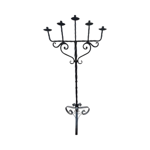 Candélabre en fer forgé à 5 bras, finition noire, parfait pour la décoration intérieure de la maison, les mariages, Noël, candélabre de sol en solde - Product Image 2