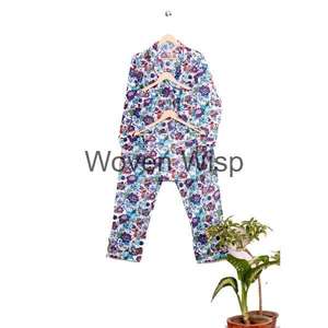 Conjunto de pijama a cuadros de algodón hecho a mano para mujer, ropa de dormir informal de moda sostenible para ropa de dormir de diseñador de invierno de India-a granel - Product Image 6