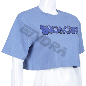 Chemises crop top pour femmes t-shirts d'été personnalisés de travail de couleur unie multi avec longueur de taille régulière de conception OEM - Product Image 3