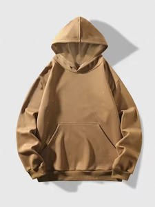 Sudadera con Capucha Unisex de Invierno, Corte Regular, Felpa, Estilo Urbano, Técnica Puff, Brillante, con Purpurina, Alta Calidad, Lisa Teñida - Product Image 3