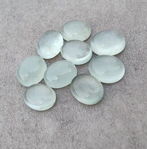 Aguamarina brillante Natural de alta calidad, alto pulido, 10x14mm, parte posterior plana, calibrada, fabricación de piedras preciosas sueltas, pendientes de oro de 18K para mujer - Product Image 6