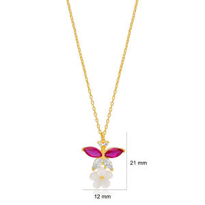 Colgante de plata de ley 925 con diseño de flor, collar con colgante de circonita de Rubí, estilo veraniego - Product Image 3