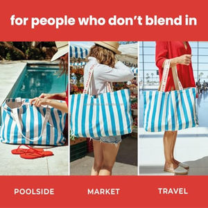 Bolsa de Mano Personalizada con <span class=keywords><strong>Iniciales</strong></span> para Damas de Honor, Estilo Estético, Rosa y Roja a Rayas, Bolsa de Lona para Fin de Semana para Mujer - Product Image 4