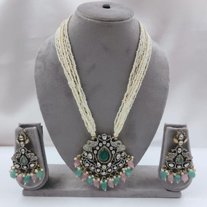 ชุดสร้อยคอจี้ห้อยไข่มุก motipearl และสร้อยคอแฟชั่นโทนสีทองชุดต่างหูสร้อยคอมุก kundan สำหรับผู้หญิงและเด็กผู้หญิง - Product Image 1