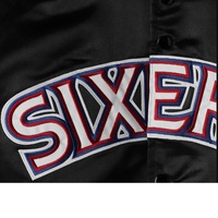 Veste de baseball en satin brodée personnalisée 2025 pour homme, veste de sport, veste de style, vente chaude, veste de printemps, veste de basketball 6ers