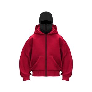 Sudadera con capucha pasamontañas con capucha y capucha doble para hombre de algodón 100% listo para invierno con cierre de cremallera y hombro caído para un calor Extra - Product Image 5