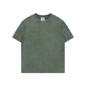 T-shirts pour hommes en coton 100% tricoté, style vintage, délavé à l'acide, coupe ample, en coton mélangé, basiques et décontractés. - Product Image 1