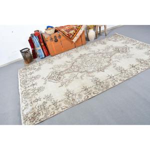 พรมวินเทจขนาด 5.4x9.2 ฟุต พรมตุรกี พรมลายทางสีขาว ทำจากขนสัตว์ - Product Image 2