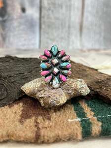 Nouveau Design 925 Sterling Silver Cotton Candy Turquoise Anneau Réglable Bold Contraste Bijoux À La Main Boho Fine Jewelry Anneaux - Product Image 3