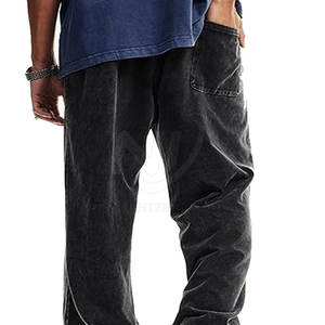 Pantalones de chándal lavado con ácido para hombre superventas diseño informal ligero con patrón recto MOQ bajo al por mayor - Product Image 5