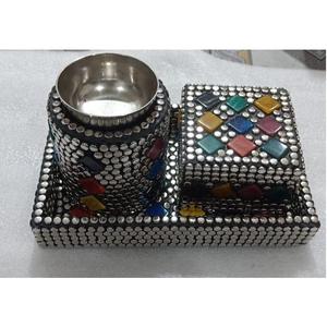 Geometric Pattern Bakhoor Burner Latest Design Wood & Metal Bakhoor set Mabkhara Tray Metal Oud incense burner Arabian <b>Eid</b> <b>gift</b> - Product Image 2