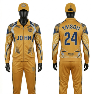 Combinaison d'entraînement de cricket pour femmes, 340 GSM, polycoton, gris marine, panneaux contrastés, logo personnalisé par sublimation, vêtements de sport, coupe professionnelle - Product Image 3