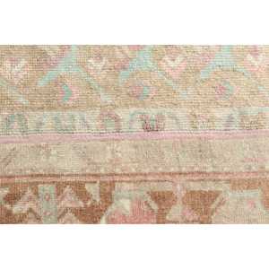 1.7x6.8 ft Vintage Turkish Rug, Runner Rug, <b>Brown</b> Blue Moroccan <b>Wool</b> Rug - Product Image 5