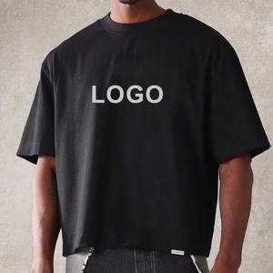 Alta calidad Casual 330 Gsm peso pesado algodón recortado Boxy estilo hombres camiseta logotipo personalizado gota hombro hombres camiseta de gran tamaño - Product Image 1