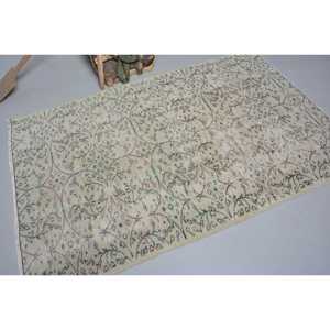 Tapis vintage 4,1x6,3 pi (124x192 cm), tapis oriental turc vert - Product Image 2