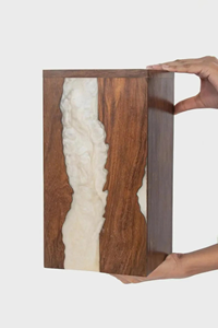 Urna de cremación de palisandro hecha a mano con resina blanca, caja conmemorativa moderna, recuerdo de cremación personalizado - Product Image 3