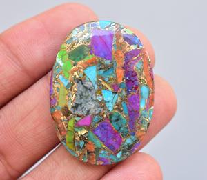 Perles de pierres précieuses naturelles turquoises, perles pour bijoux, ornements de pierres précieuses bronzées, de hauteur orange, vert et noir - Product Image 3