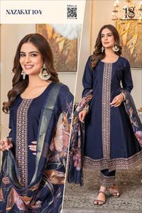 Collezione Estiva Tradizionale di Lusso per Donne, Kurti in Puro Mussolina con Ricami Artigianali, Vestibilità Regolare, Moda Maruti, Set con Pantaloni Teby - Product Image 3