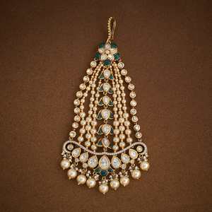 Kundan Plated Heart Pattern Brooch 181115 <b>Wedding</b> Party <b>Accessory</b> with Crystal Rhinestone Alloy Main Stones Cute Brass Pins - Product Image 2