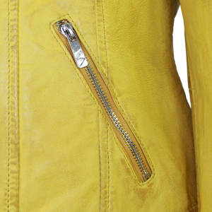 Nuevo abrigo de motorista de piel sintética XL para mujer de primavera, chaqueta de calle amarilla con cuello alto largo y ropa de abrigo de moda holgada - Product Image 4