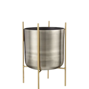 Pot de fleur décoratif pour la maison de couleur argentée avec support pour la décoration de fête dernière jardinière élégante classique - Product Image 1