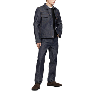 OEM Custom Japanese Hard Wearing Raw <b>Jeans</b> <b>Men</b> Denim Jacket Custom Logo Embroidery <b>Work</b> - Product Image 4