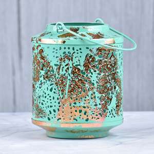 Lanternes en fer faites à la main du fabricant indien intérieur extérieur bougeoirs en bois bocaux pour la maison Restaurant ambiance Noël - Product Image 3