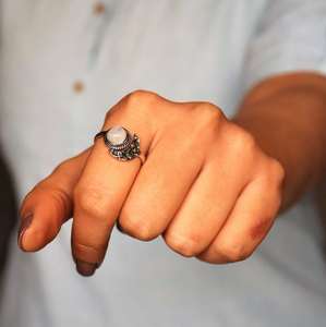 แหวนพระจันทร์เสี้ยวพระจันทร์เสี้ยวแหวนเงินแท้เปิดดวงจันทร์สำหรับผู้หญิงทำด้วยมือเครื่องประดับมินิมอลหรูหราของขวัญอีสเตอร์สำหรับ - Product Image 2