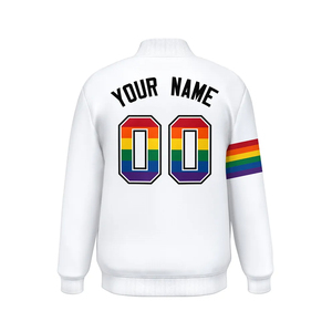 Chaqueta Varsity Arcoíris con Cuello Alto y Letras Personalizadas para Hombre, Estilo Urbano, Venta al Por Mayor 2026 - Product Image 4