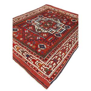 Alfombra de lana anudada a mano Aalam Paem-125 color marfil con medallón abstracto para sala de estar, entrada, pasillo, rectangular, tipo rompecabezas, para adolescentes - Product Image 2