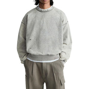 เสื้อสเวตเตอร์เปิดไหล่สำหรับผู้ชายและผู้หญิงเสื้อสเวตเชิ้ตผ้าคอตตอนผ้าเทอร์รีเปล่าลำลองโอเวอร์ไซส์ - Product Image 3