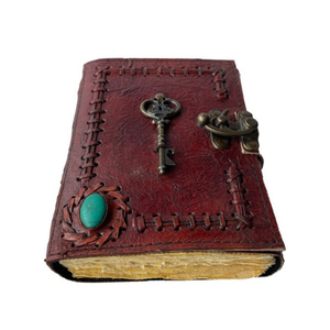 Chìa Khóa khóa cổ điển da Tạp Chí cuốn sách của quyến rũ Phép Thuật wiccan cổ 200 trang handmade đá máy tính xách tay deckle cạnh giấy - Product Image 4