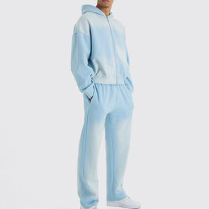 Women's Acid Wash Printed Streetwear Tracksuit Midweight Cotton <b>Fabric</b> Zipper Hoodie and Joggers for Winter Sportswear Use - Product Image 3