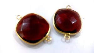 Haute qualité grenat Hydro Quartz Briolette coussin forme lunette connecteur 18mm Double boucle breloques pour la fabrication de bijoux - Product Image 2