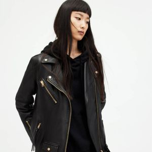 Venta al por mayor de la motocicleta chaqueta de cuero de oveja genuina para las señoras de las mujeres recortadas de estilo bombardero de Moda de Primavera chaqueta de cuero de las mujeres - Product Image 2