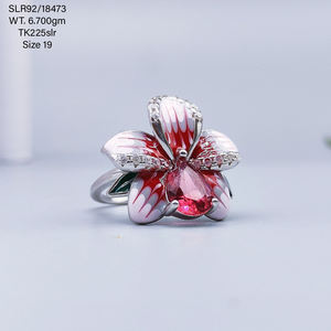 Cadeau de Noël 925 argent Sterling forme de tournesol émail Cz ensemble anneaux à la mode 4.93 gms fait à la main 925 bagues en argent Sterling - Product Image 2