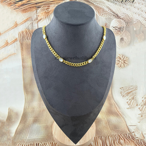 Wholesale fashion jewelry natural <b>mother</b> of pearl cuban chain necklace gold plated brass fashion statement necklace for unisex - Product Image 2