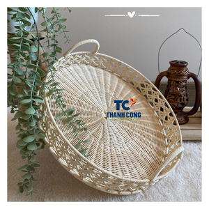 Plateau de rangement en rotin naturel du VIETNAM Plateau en osier fait à la main pour l'affichage de spa de salle de bain d'hôtel ou le service latéral de restaurant - Product Image 1
