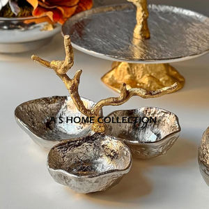 Bol de service élégant en métal de conception de fleur bol de stockage de fantaisie fait à la main d'excellente qualité pour des restaurants d'hôtel couleur d'émail - Product Image 4