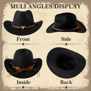 Sombrero de cuero de vaquero occidental para deportes al aire libre Caza y aventuras de Safari - Product Image 4