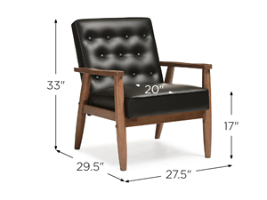 Fauteuil lounge en cuir de style mid-century modern avec structure en bois massif, fauteuil capitonné pour hôtel, bar, restaurant, mobilier commercial - Product Image 6
