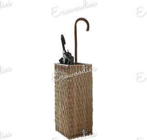 Antique Rattan Handcrafted <b>Umbrella</b> <b>Stand</b> Solid Base Indoor Outdoor Storage Basket with Traditional Look - Product Image 3